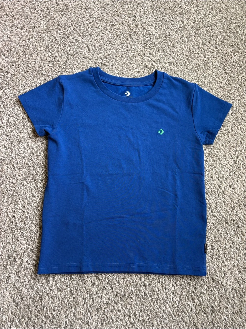 Converse Boys' Blue Short Sleeve Tee with Small Green Logo